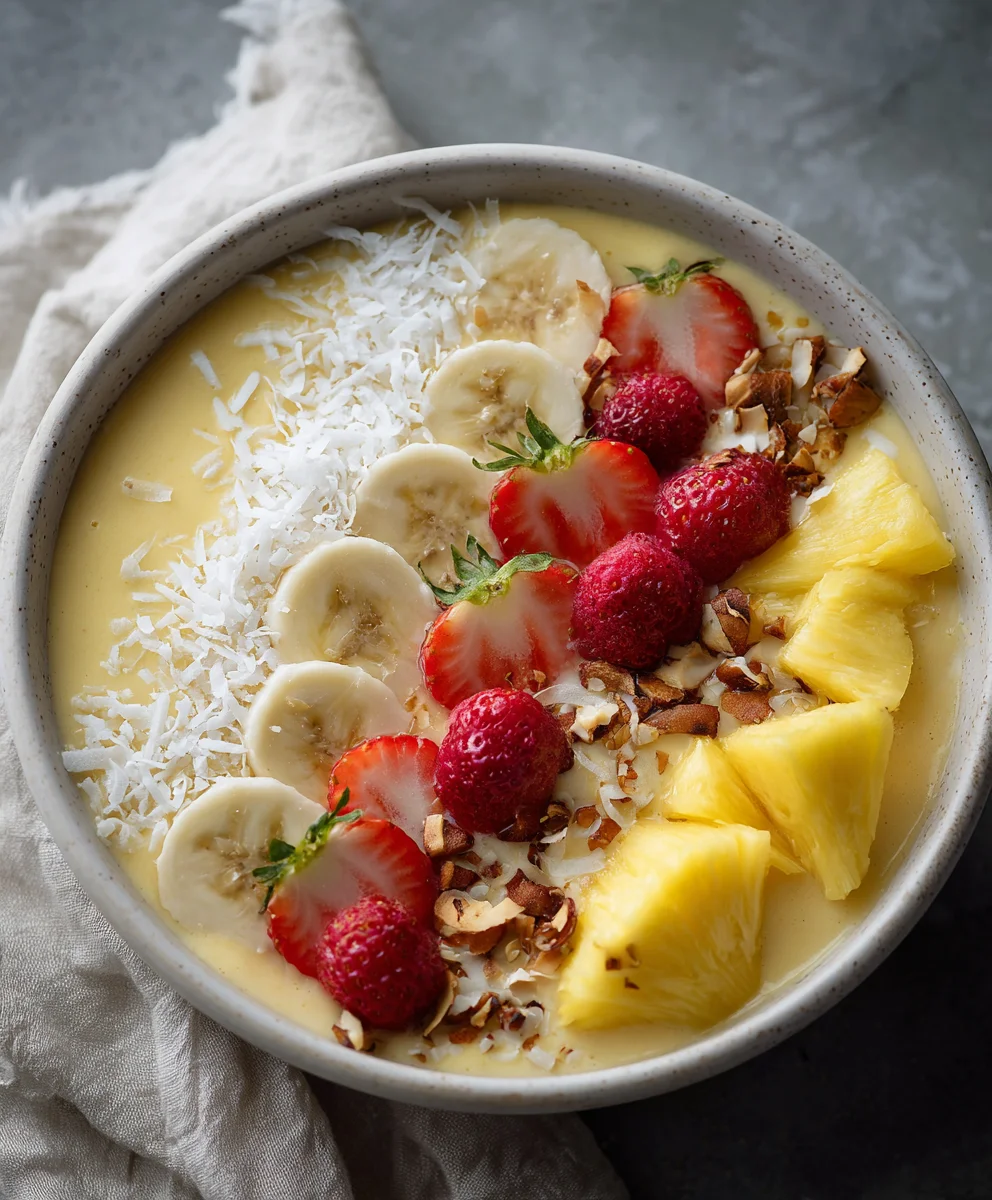 Healthy Pina Colada Smoothie Bowl: Coconut & Pineapple