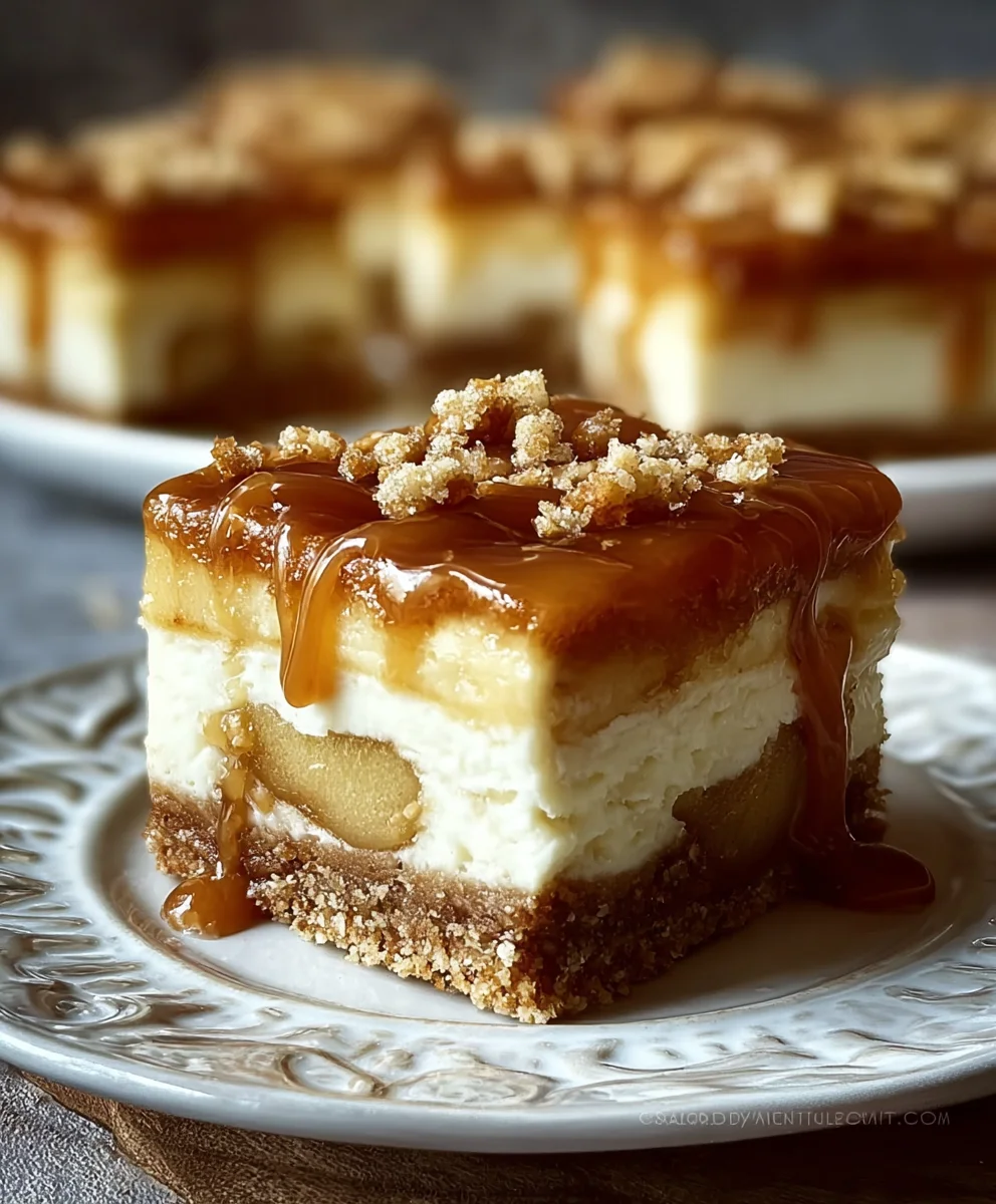 Irresistible Salted Caramel Apple Cheesecake Squares