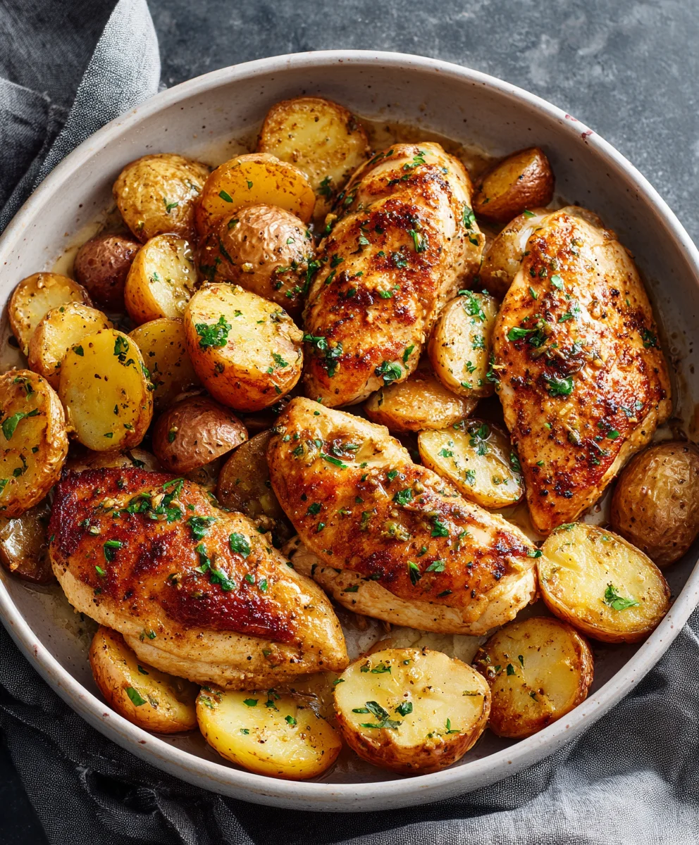 One-Pan Garlic Butter Chicken & Potatoes Skillet Dinner