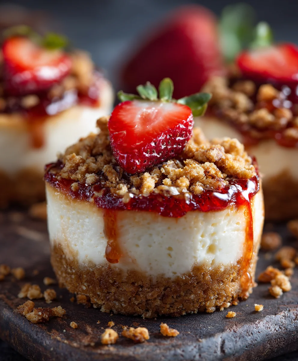 Amazing Mini Strawberry Crunch Stuffed Cheesecakes