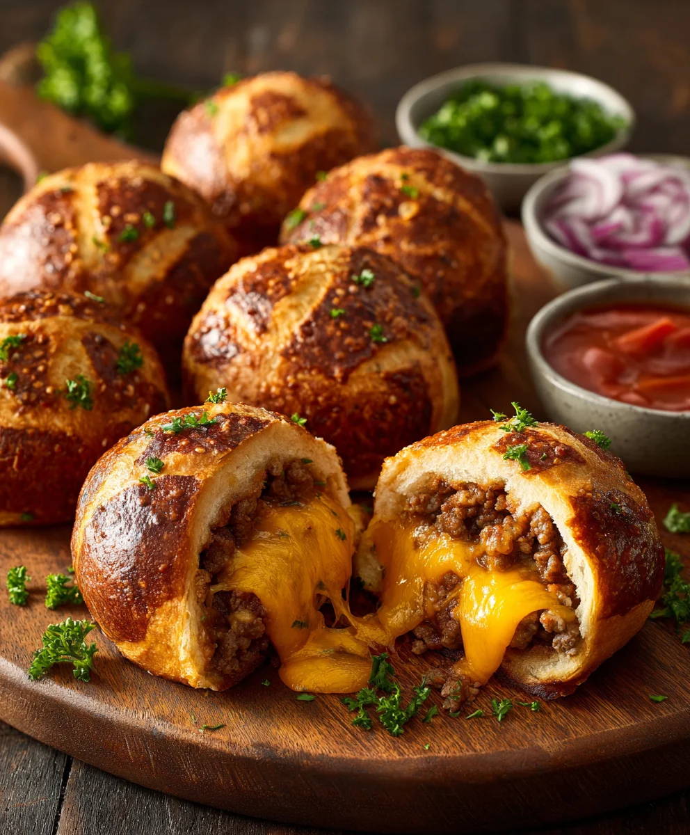 Ultimate Cheeseburger Pretzel Bombs: Savory Bite-Sized Fun!